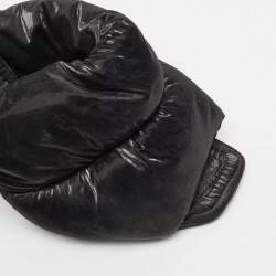 Pre Owned Dolce & Gabbana Black Quilted Nylon DG Heel Slide Sandals Size 38.5