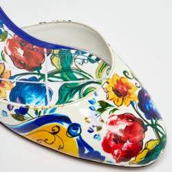 Pre Owned Dolce & Gabbana Multicolor Patent Leather Floral Printed Ankle Strap Pumps Size 40