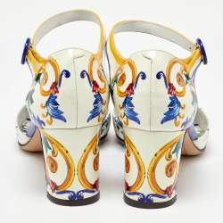Pre Owned Dolce & Gabbana Multicolor Patent Leather Floral Printed Ankle Strap Pumps Size 40