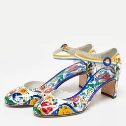 Pre Owned Dolce & Gabbana Multicolor Patent Leather Floral Printed Ankle Strap Pumps Size 40
