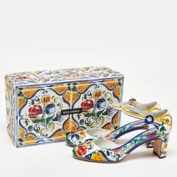 Pre Owned Dolce & Gabbana Multicolor Patent Leather Floral Printed Ankle Strap Pumps Size 40