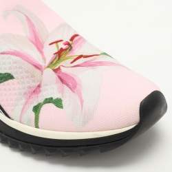 Pre Owned Dolce & Gabbana Pink Knit Fabric Sorrento Slip On Sneakers Size 39