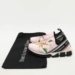 Pre Owned Dolce & Gabbana Pink Knit Fabric Sorrento Slip On Sneakers Size 39
