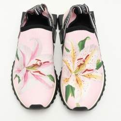 Pre Owned Dolce & Gabbana Pink Knit Fabric Sorrento Slip On Sneakers Size 39