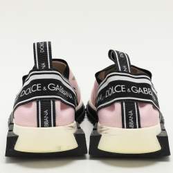 Pre Owned Dolce & Gabbana Pink Knit Fabric Sorrento Slip On Sneakers Size 39