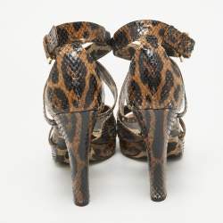 Dolce & Gabbana Brown/Black Python Platform Ankle Strap Sandals Size 41