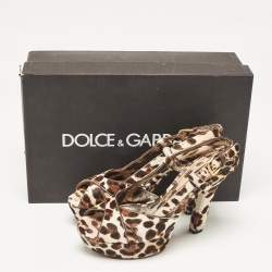 Dolce & Gabbana Brown/White Calf Hair Ankle Strap Sandals Size 38.5
