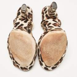 Dolce & Gabbana Brown/White Calf Hair Ankle Strap Sandals Size 38.5