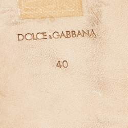 Pre Owned Dolce & Gabbana Grey Lace and Mesh Crystal Embellished Mules Size 40