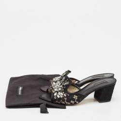 Pre Owned Dolce & Gabbana Black Lace and Mesh Bianca Slide Sandals Size 41