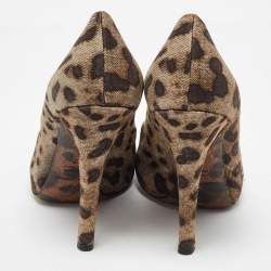 Dolce & Gabbana Brown Canvas Leopard Print Pumps Size 37
