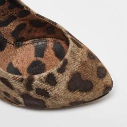 Dolce & Gabbana Brown Canvas Leopard Print Pumps Size 37