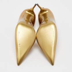 Pre Owned Dolce & Gabbana Gold Leather Pointed Toe Pumps Size 36