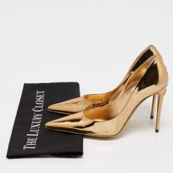 Pre Owned Dolce & Gabbana Gold Leather Pointed Toe Pumps Size 36
