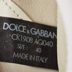 Dolce & Gabbana Grey/White Leather and Nylon daymaster Low Top Sneakers Size 40