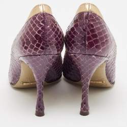 Dolce & Gabbana Purple Leather and Python Leather Peep Toe Pumps Size 35