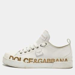 Dolce & Gabbana White Leather Portofino Low Top Sneakers Size 39.5