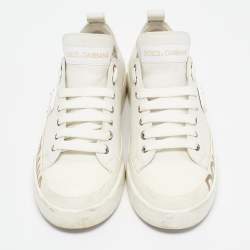 Dolce & Gabbana White Leather Portofino Low Top Sneakers Size 39.5