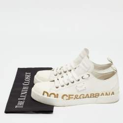 Dolce & Gabbana White Leather Portofino Low Top Sneakers Size 39.5