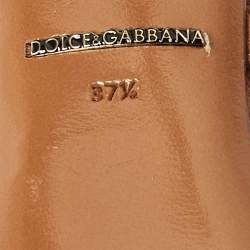 Dolce & Gabbana Brown Suede Pom Pom Detail Tie Up Sandals Size 37.5