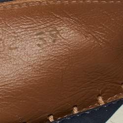 Pre Owned Dolce & Gabbana Navy Blue/White Stripe Fabric Star Studded Anchor Espadrille Flats Size 39