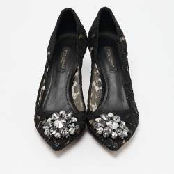 Dolce & Gabbana Black Lace and Mesh Bellucci Pumps Size 36.5