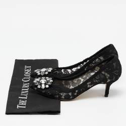 Dolce & Gabbana Black Lace and Mesh Bellucci Pumps Size 36.5