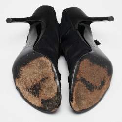 Dolce & Gabbana Black Mesh and Satin Lace Up Peep Toe Booties Size 40