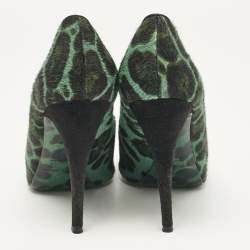 Dolce & Gabbana Green Calf Hair Peep Toe Pumps Size 37.5
