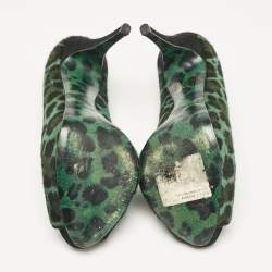 Dolce & Gabbana Green Calf Hair Peep Toe Pumps Size 37.5