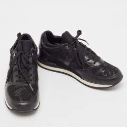 Dolce & Gabbana Black Lace and Leather Low Top Sneakers Size 39