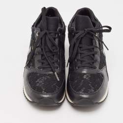 Dolce & Gabbana Black Lace and Leather Low Top Sneakers Size 39