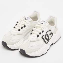 Pre Owned Dolce & Gabbana White Suede and Nylon Daymaster Sneakers Size 40