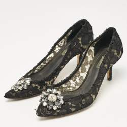 Dolce & Gabbana Black Lace Bellucci Pumps Size 38.5