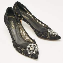 Dolce & Gabbana Black Lace Bellucci Pumps Size 38.5