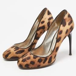 Dolce & Gabbana Brown/Beige Leopard Print Round Toe  Pumps Size 37
