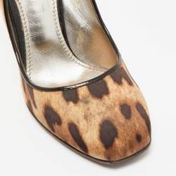 Dolce & Gabbana Brown/Beige Leopard Print Round Toe  Pumps Size 37
