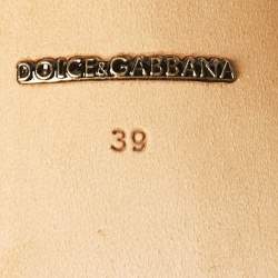 Dolce & Gabbana Green Satin and Fur Banana Embellished T-Strap Sandals Size 39