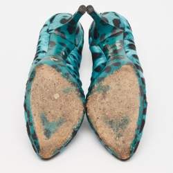 مملوكة مسبقًا Dolce & Gabbana Green/Black Satin Pointed Toe Pumps Size 38