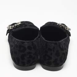 Dolce & Gabbana Black Brocade Fabric Jackie Smoking Slippers Size 38