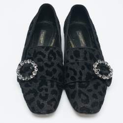 Dolce & Gabbana Black Brocade Fabric Jackie Smoking Slippers Size 38