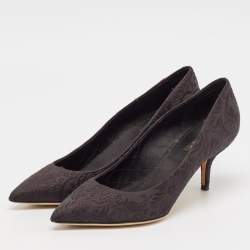 Pre Owned Dolce and Gabbana Black Brocade Fabric Pointed Toe Pumps Size 40