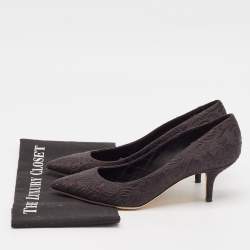 Pre Owned Dolce and Gabbana Black Brocade Fabric Pointed Toe Pumps Size 40