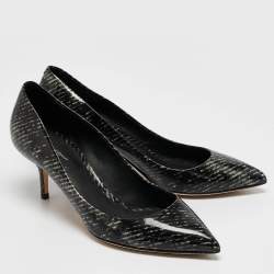 Pre Owned Dolce & Gabbana Black Printed Patent Leather Pointed Toe Pumps Size 40