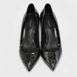 Pre Owned Dolce & Gabbana Black Printed Patent Leather Pointed Toe Pumps Size 40