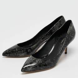 Pre Owned Dolce & Gabbana Black Printed Patent Leather Pointed Toe Pumps Size 40