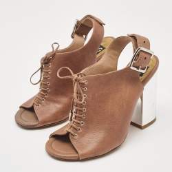 Dolce & Gabbana Brown Leather Slingback Sandals Size 35