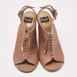Dolce & Gabbana Brown Leather Slingback Sandals Size 35