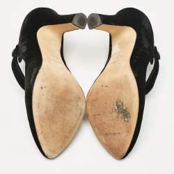 Pre Owned Dolce & Gabbana Black Velvet Mary Jane Pumps Size 38