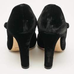 Pre Owned Dolce & Gabbana Black Velvet Mary Jane Pumps Size 38